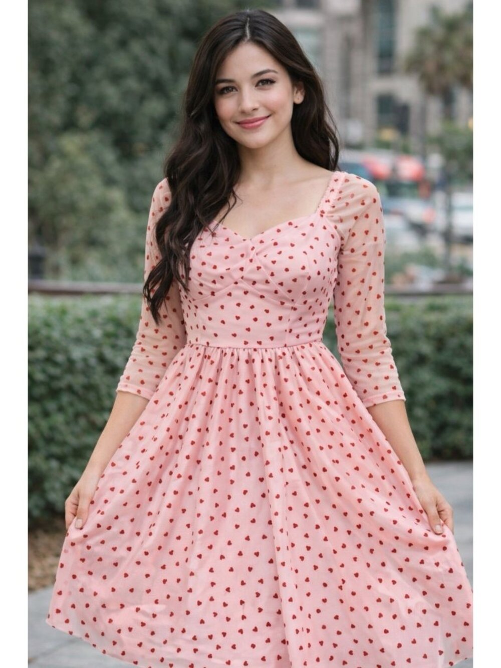 Vintage 50s style Pink Pinup Women’s Embroidered Libby Swing Dress M 6-8
